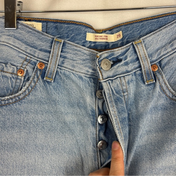 LEVI'S Jeans Ribcage Straight Blue Women's 29 Light Wash Relaxed Casual Ankle - Picture 2 of 5